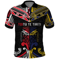 Tokelau And Aotearoa Polo Shirt Together For Te Tiriti O Waitangi LT05 Black - Polynesian Pride