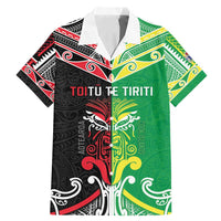 Cook Islands And Aotearoa Family Matching Mermaid Dress and Hawaiian Shirt Together For Te Tiriti O Waitangi LT05 Dad's Shirt - Short Sleeve Black - Polynesian Pride