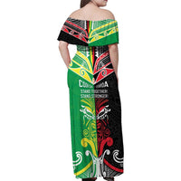 Cook Islands And Aotearoa Family Matching Off Shoulder Maxi Dress and Hawaiian Shirt Together For Te Tiriti O Waitangi LT05 - Polynesian Pride