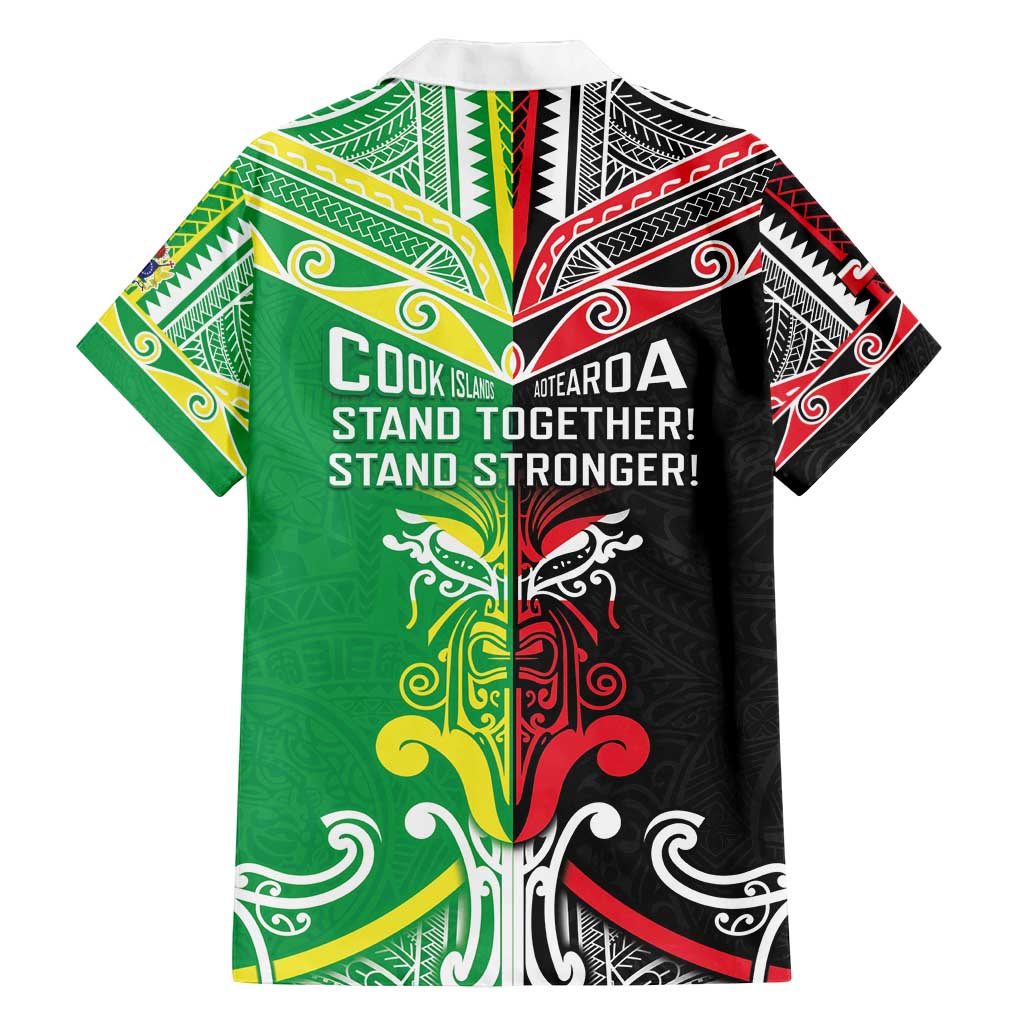Cook Islands And Aotearoa Family Matching Off Shoulder Short Dress and Hawaiian Shirt Together For Te Tiriti O Waitangi LT05 - Polynesian Pride