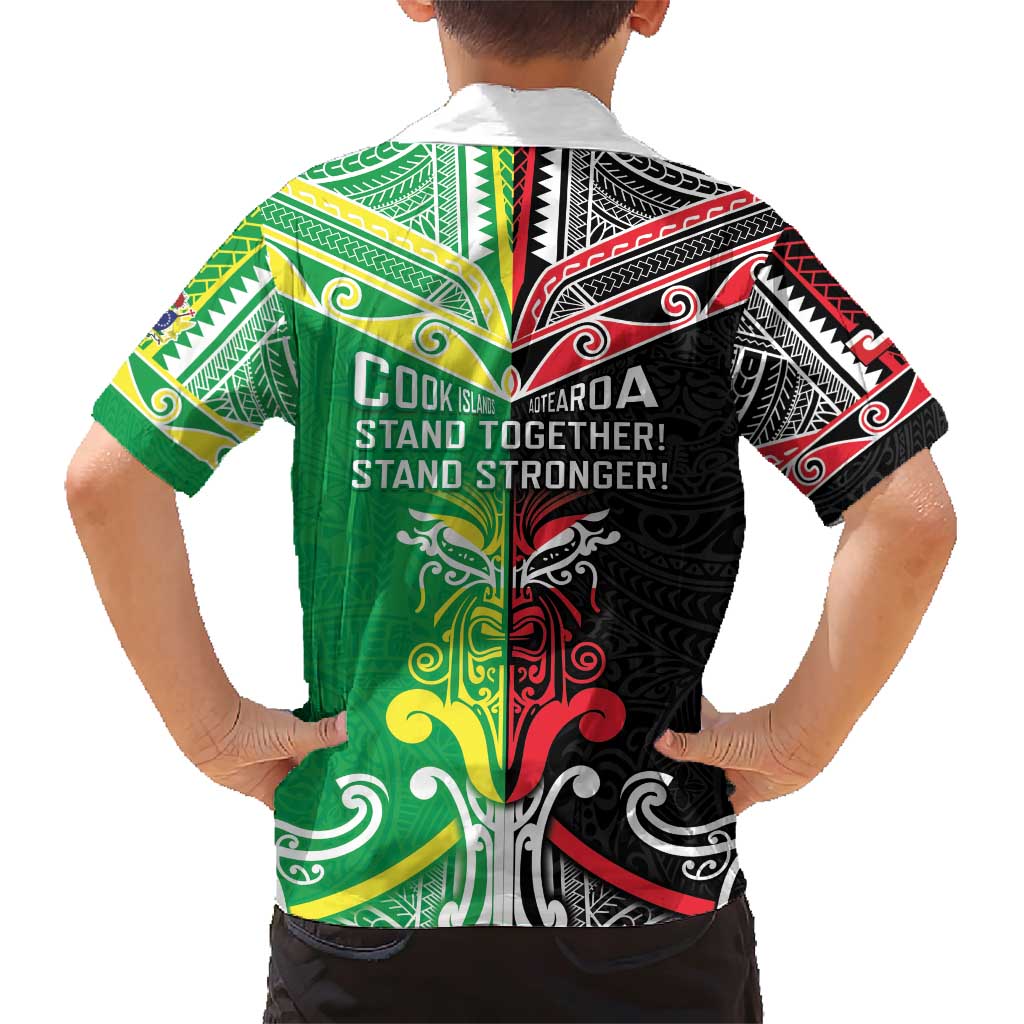 Cook Islands And Aotearoa Family Matching Short Sleeve Bodycon Dress and Hawaiian Shirt Together For Te Tiriti O Waitangi LT05 - Polynesian Pride