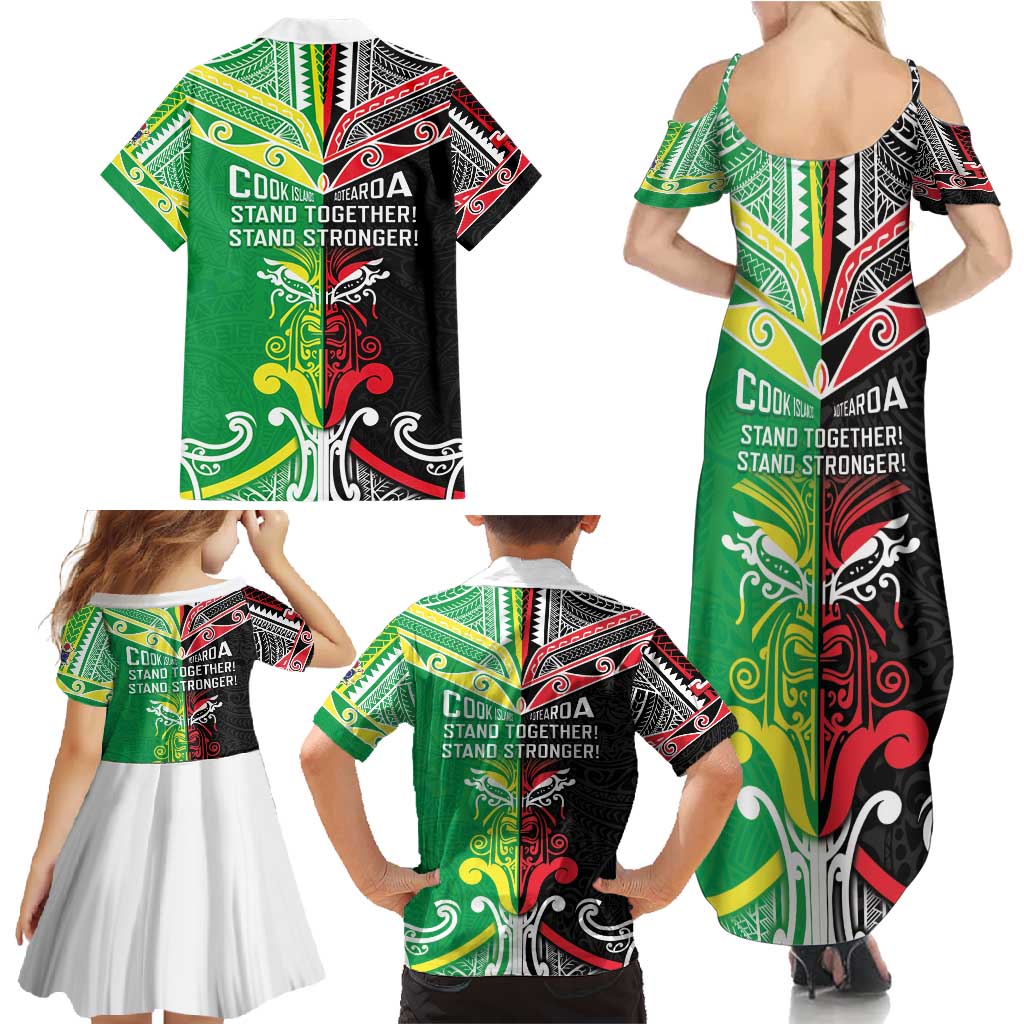 Cook Islands And Aotearoa Family Matching Summer Maxi Dress and Hawaiian Shirt Together For Te Tiriti O Waitangi LT05 - Polynesian Pride