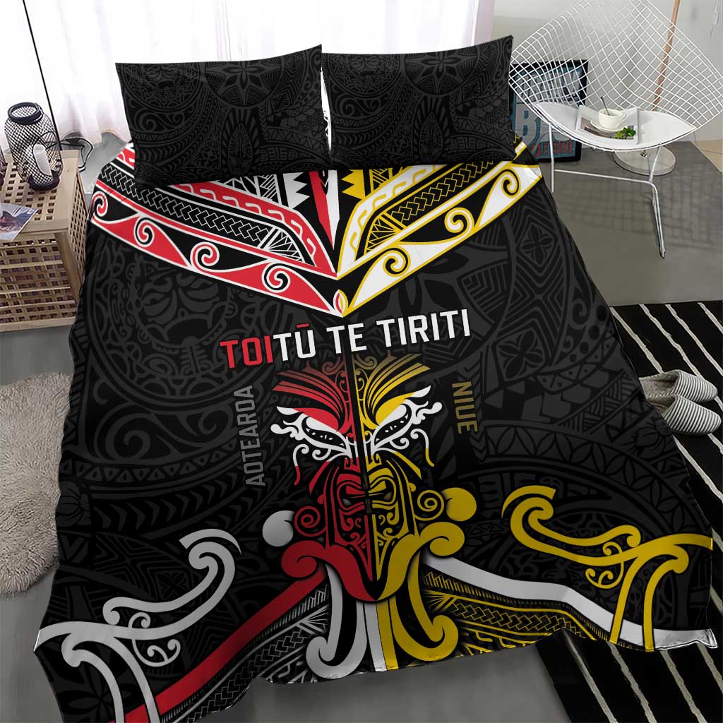 Niue And Aotearoa Bedding Set Together For Te Tiriti O Waitangi