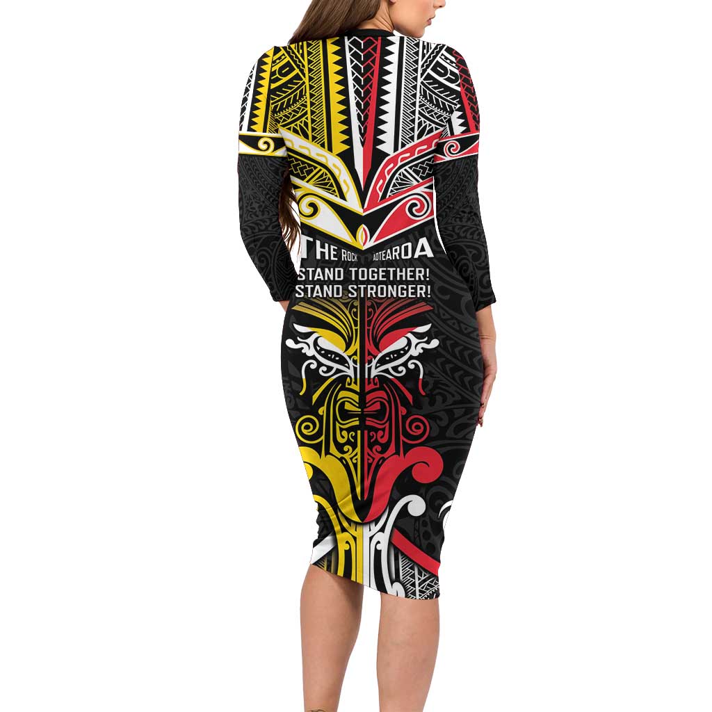 Niue And Aotearoa Family Matching Long Sleeve Bodycon Dress and Hawaiian Shirt Together For Te Tiriti O Waitangi LT05 - Polynesian Pride