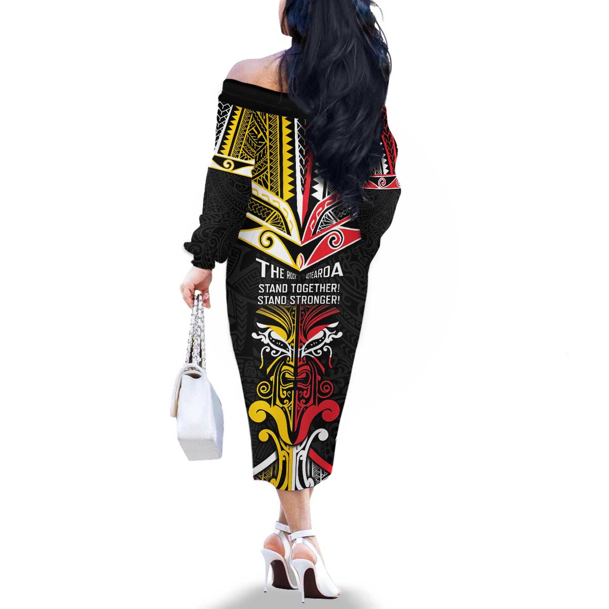 Niue And Aotearoa Family Matching Off The Shoulder Long Sleeve Dress and Hawaiian Shirt Together For Te Tiriti O Waitangi LT05 - Polynesian Pride