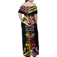 Niue And Aotearoa Family Matching Off Shoulder Maxi Dress and Hawaiian Shirt Together For Te Tiriti O Waitangi LT05 - Polynesian Pride