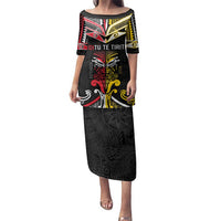 Niue And Aotearoa Family Matching Puletasi and Hawaiian Shirt Together For Te Tiriti O Waitangi LT05 Mom's Dress Black - Polynesian Pride