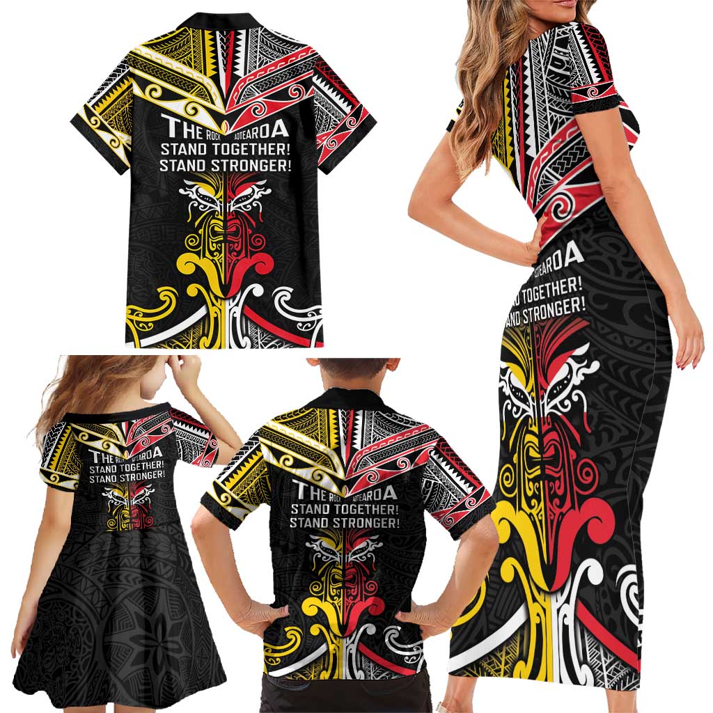 Niue And Aotearoa Family Matching Short Sleeve Bodycon Dress and Hawaiian Shirt Together For Te Tiriti O Waitangi LT05 - Polynesian Pride