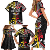 Niue And Aotearoa Family Matching Short Sleeve Bodycon Dress and Hawaiian Shirt Together For Te Tiriti O Waitangi LT05 - Polynesian Pride