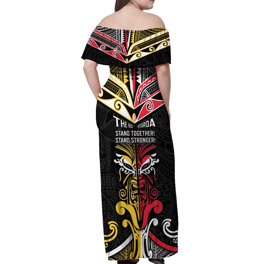 Niue And Aotearoa Off Shoulder Maxi Dress Together For Te Tiriti O Waitangi