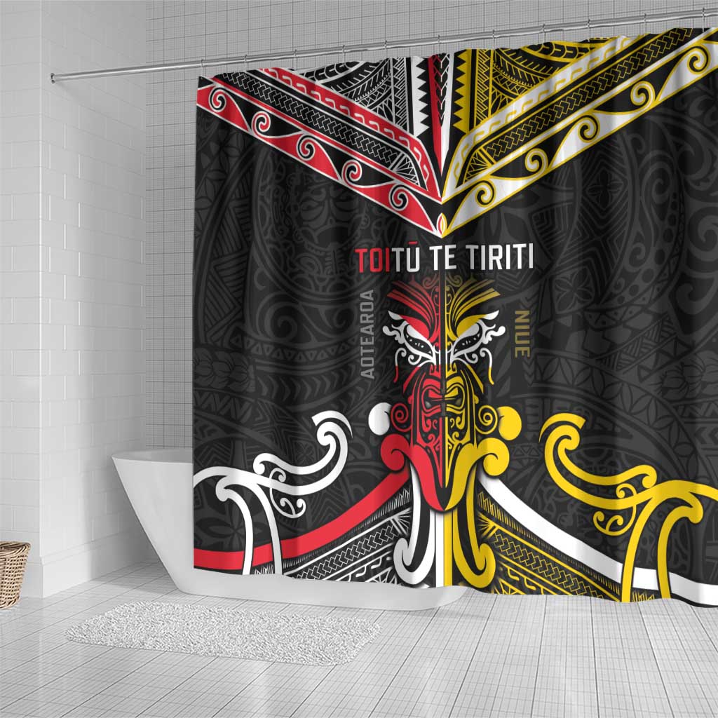 Niue And Aotearoa Shower Curtain Together For Te Tiriti O Waitangi