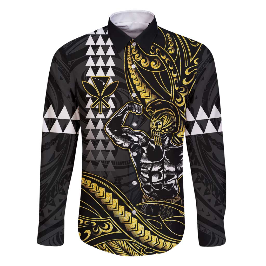 Hawaii Ikaika Warrior Helmet Family Matching Mermaid Dress and Hawaiian Shirt Gold Style