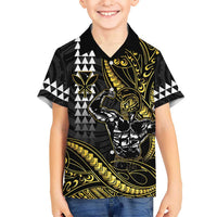Hawaii Ikaika Warrior Helmet Kid Hawaiian Shirt Gold Style