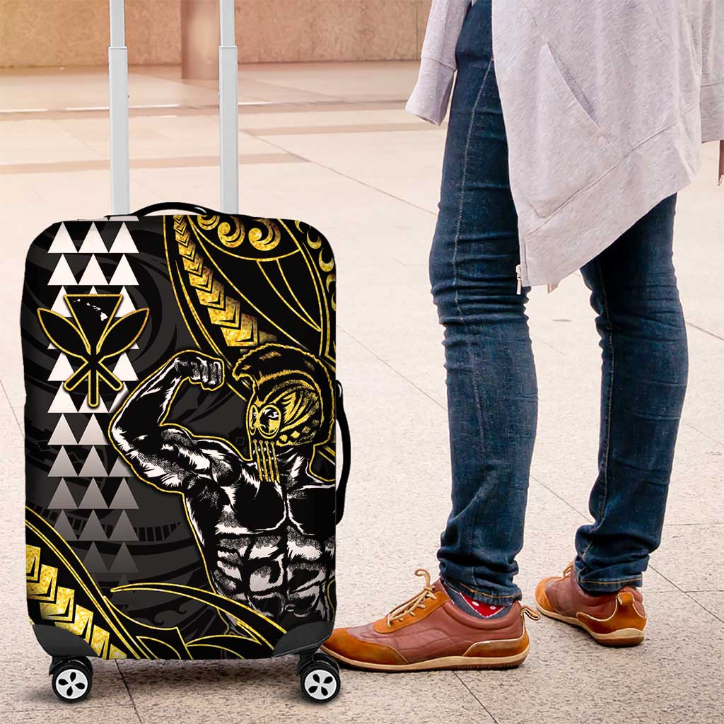 Hawaii Ikaika Warrior Helmet Luggage Cover Gold Style LT05 Gold - Polynesian Pride