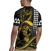 Hawaii Ikaika Warrior Helmet Rugby Jersey Gold Style LT05 - Polynesian Pride