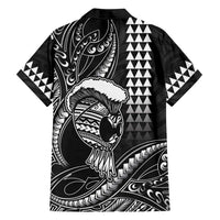 Hawaii Ikaika Warrior Helmet Family Matching Off Shoulder Maxi Dress and Hawaiian Shirt Black Tribal Tattoo LT05 - Polynesian Pride