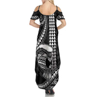 Hawaii Ikaika Warrior Helmet Family Matching Summer Maxi Dress and Hawaiian Shirt Black Tribal Tattoo LT05 - Polynesian Pride