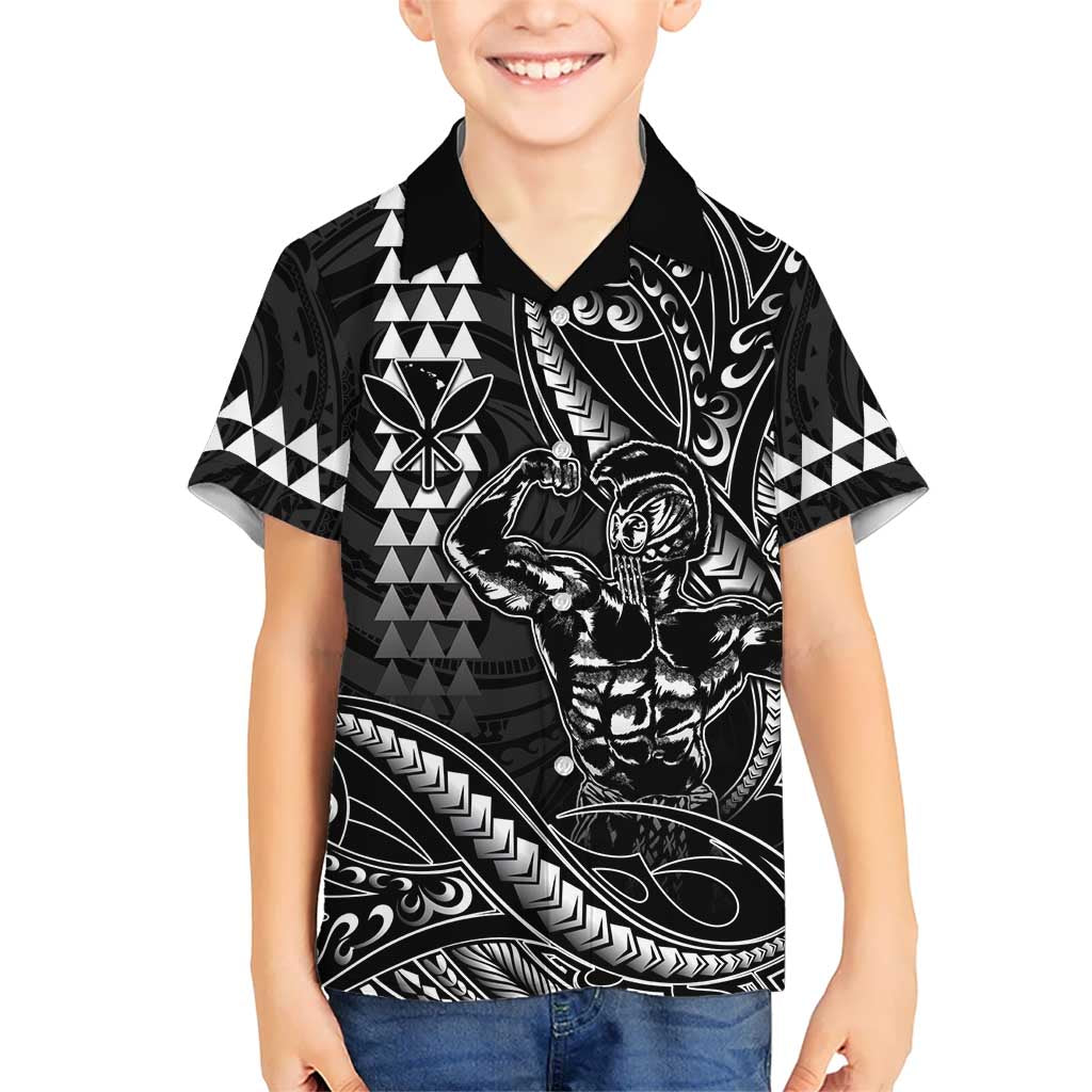 Hawaii Ikaika Warrior Helmet Hawaiian Shirt Black Tribal Tattoo