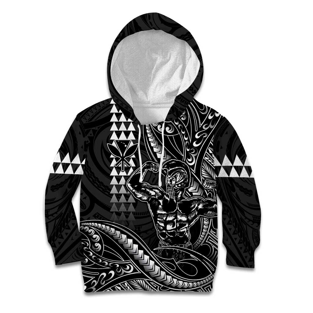 Hawaii Ikaika Warrior Helmet Kid Hoodie Black Tribal Tattoo LT05 Hoodie Black - Polynesian Pride