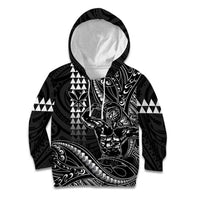 Hawaii Ikaika Warrior Helmet Kid Hoodie Black Tribal Tattoo LT05 Hoodie Black - Polynesian Pride