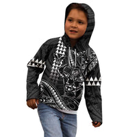 Hawaii Ikaika Warrior Helmet Kid Hoodie Black Tribal Tattoo LT05 - Polynesian Pride