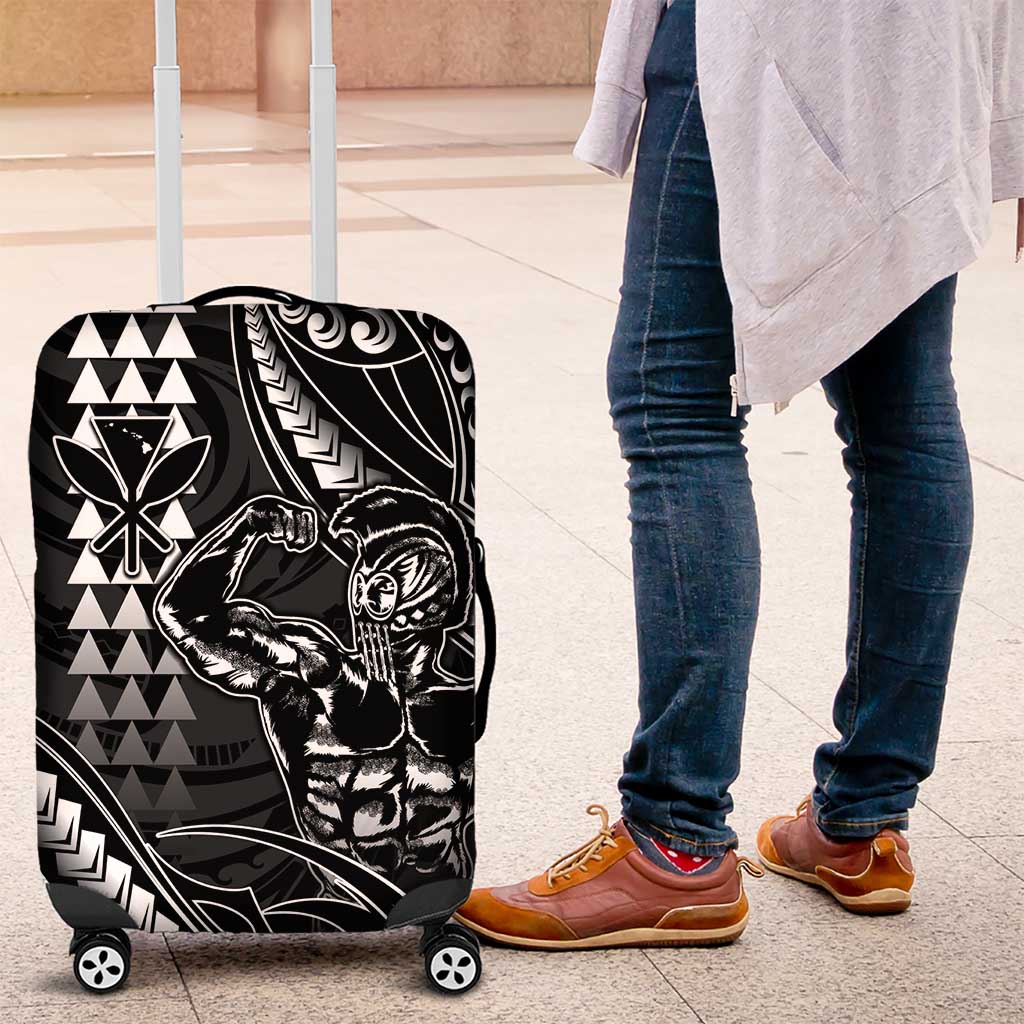Hawaii Ikaika Warrior Helmet Luggage Cover Black Tribal Tattoo LT05 Black - Polynesian Pride