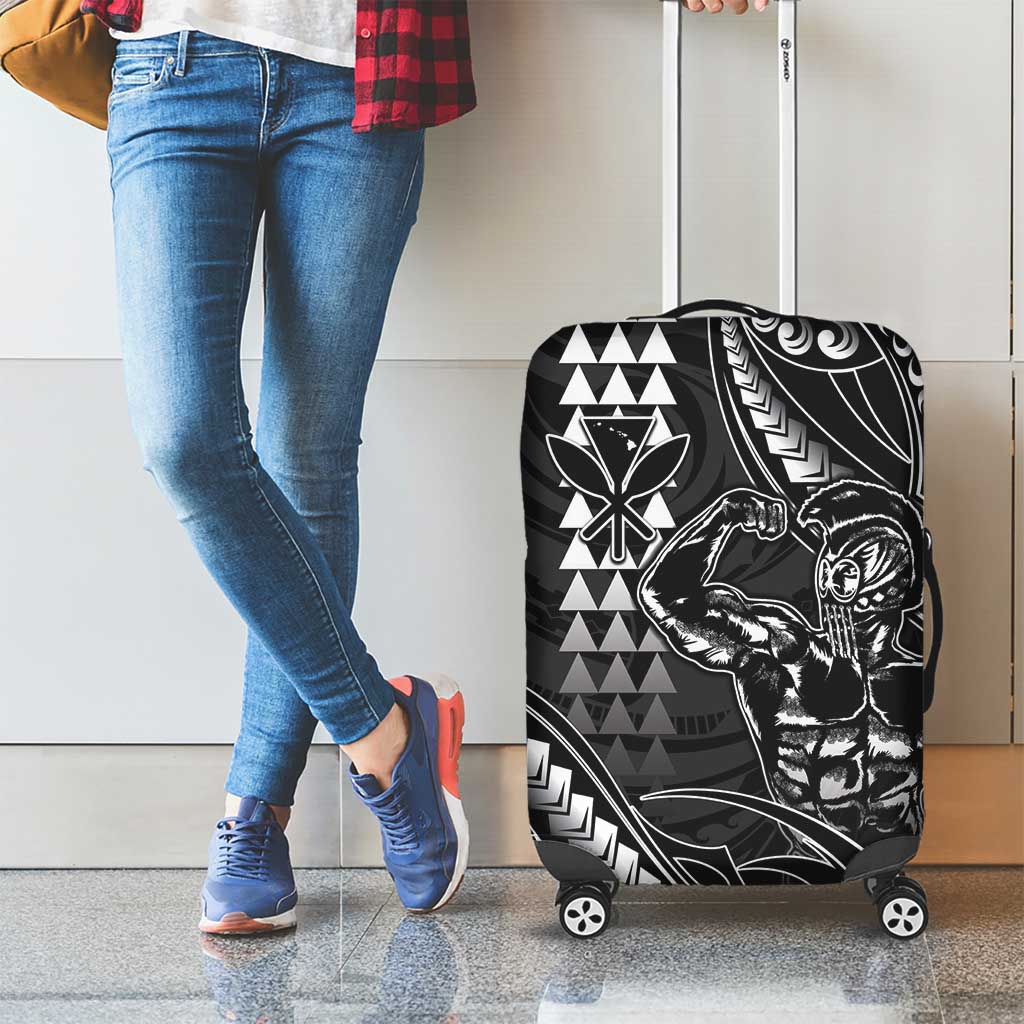 Hawaii Ikaika Warrior Helmet Luggage Cover Black Tribal Tattoo LT05 - Polynesian Pride