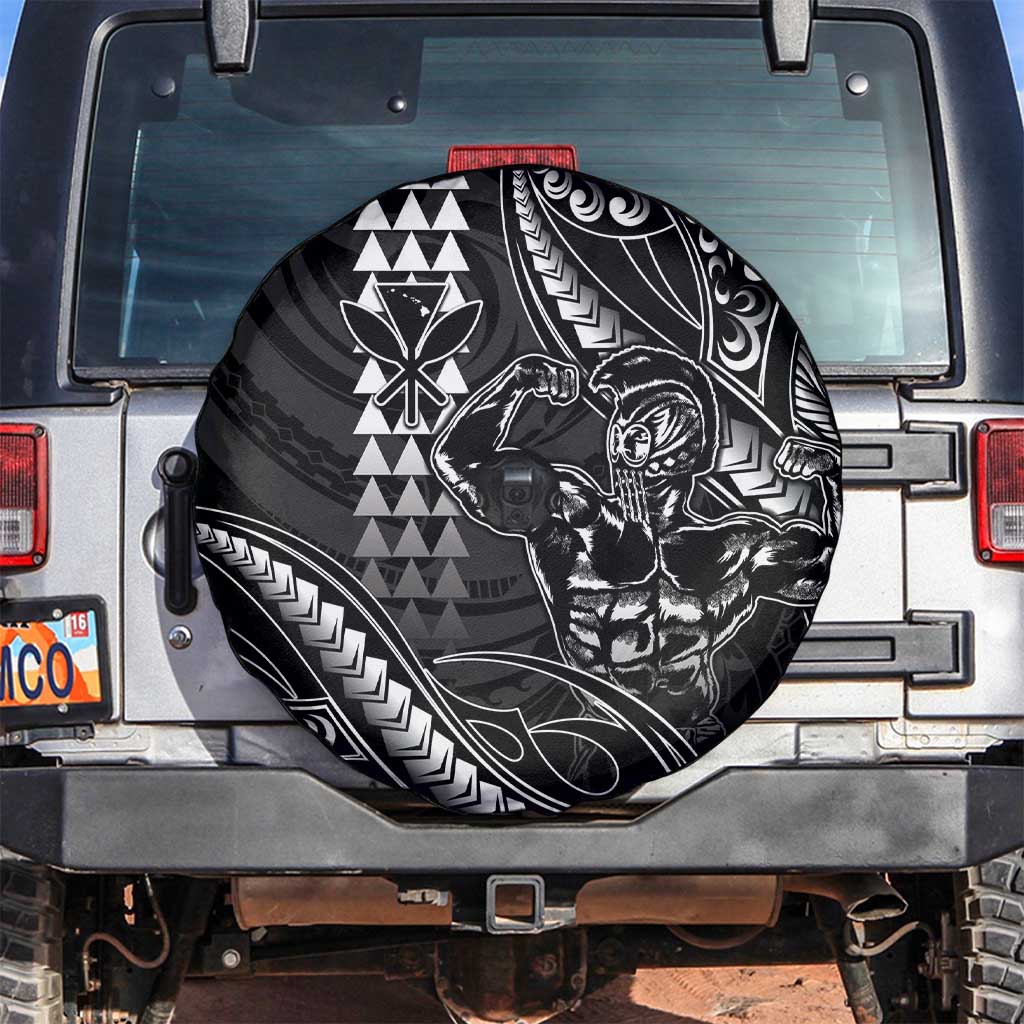 Hawaii Ikaika Warrior Helmet Spare Tire Cover Black Tribal Tattoo LT05 Black - Polynesian Pride