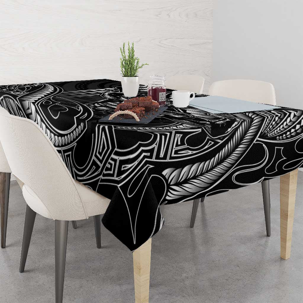 Hawaii Ikaika Warrior Helmet Tablecloth Black Tribal Tattoo