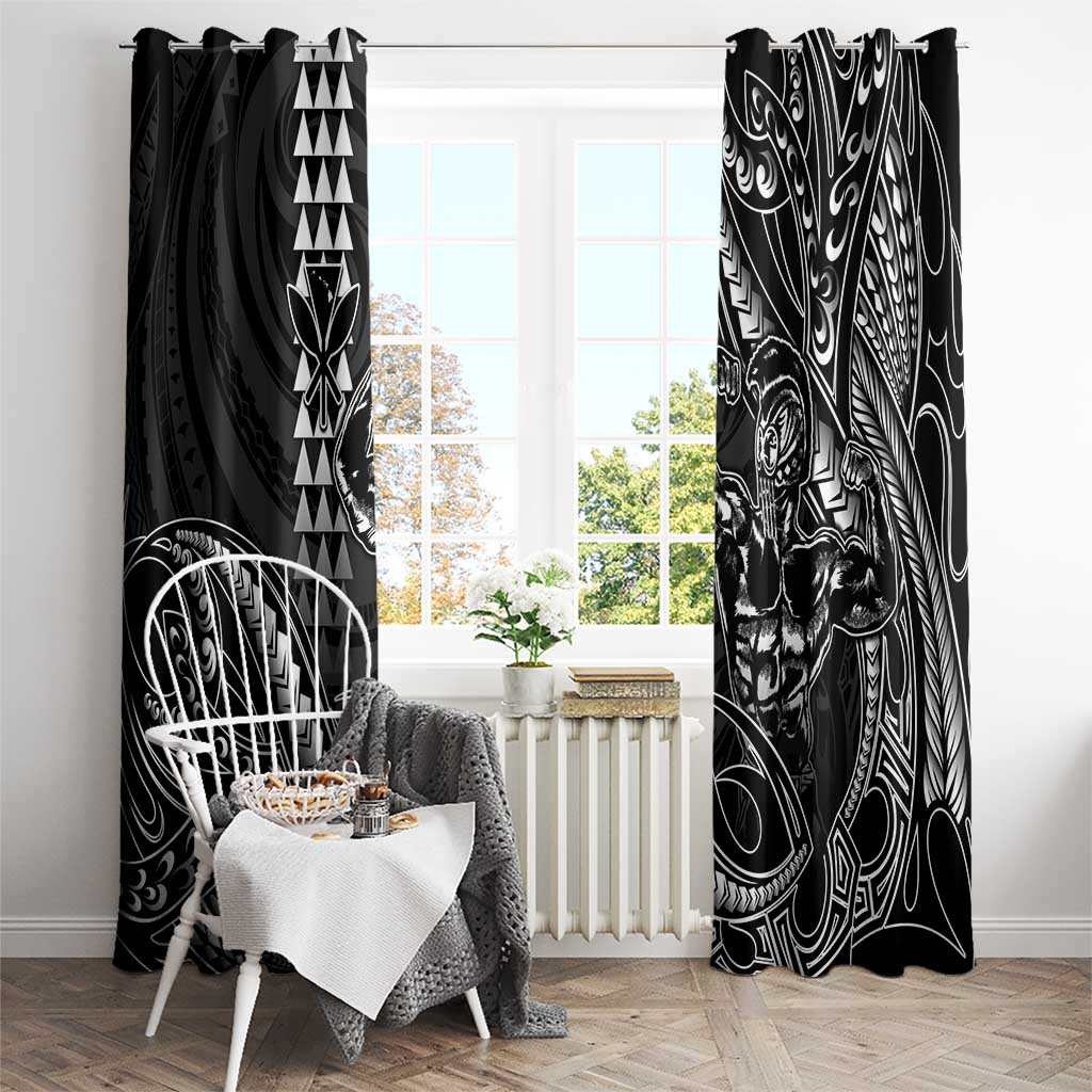 Hawaii Ikaika Warrior Helmet Window Curtain Black Tribal Tattoo