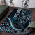 Hawaii Ikaika Warrior Helmet Area Rug Blue Tribal Tattoo