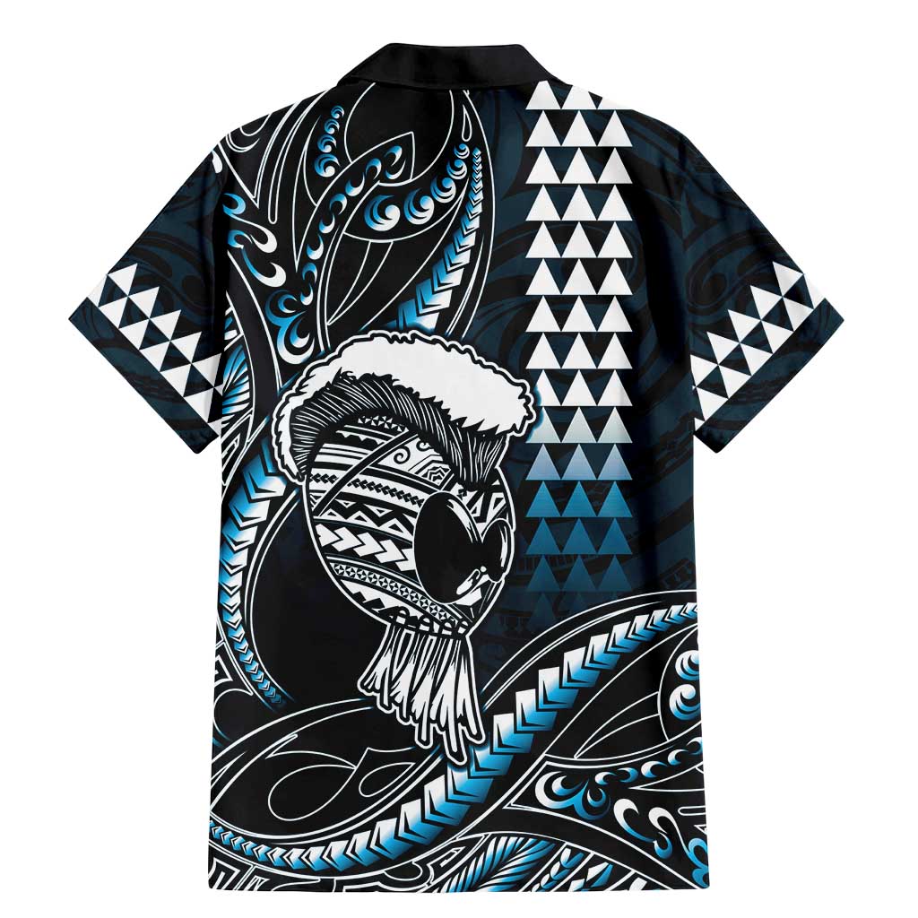 Hawaii Ikaika Warrior Helmet Family Matching Mermaid Dress and Hawaiian Shirt Blue Tribal Tattoo LT05 - Polynesian Pride
