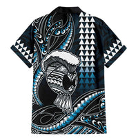 Hawaii Ikaika Warrior Helmet Family Matching Mermaid Dress and Hawaiian Shirt Blue Tribal Tattoo LT05 - Polynesian Pride