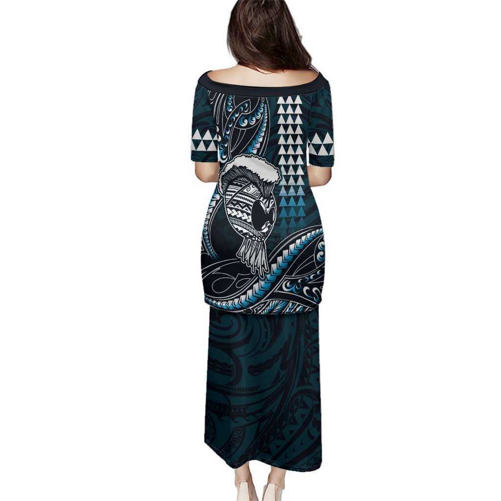 Hawaii Ikaika Warrior Helmet Family Matching Puletasi and Hawaiian Shirt Blue Tribal Tattoo