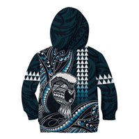 Hawaii Ikaika Warrior Helmet Kid Hoodie Blue Tribal Tattoo LT05 - Polynesian Pride
