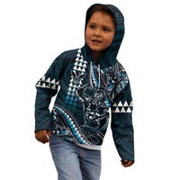 Hawaii Ikaika Warrior Helmet Kid Hoodie Blue Tribal Tattoo LT05 - Polynesian Pride