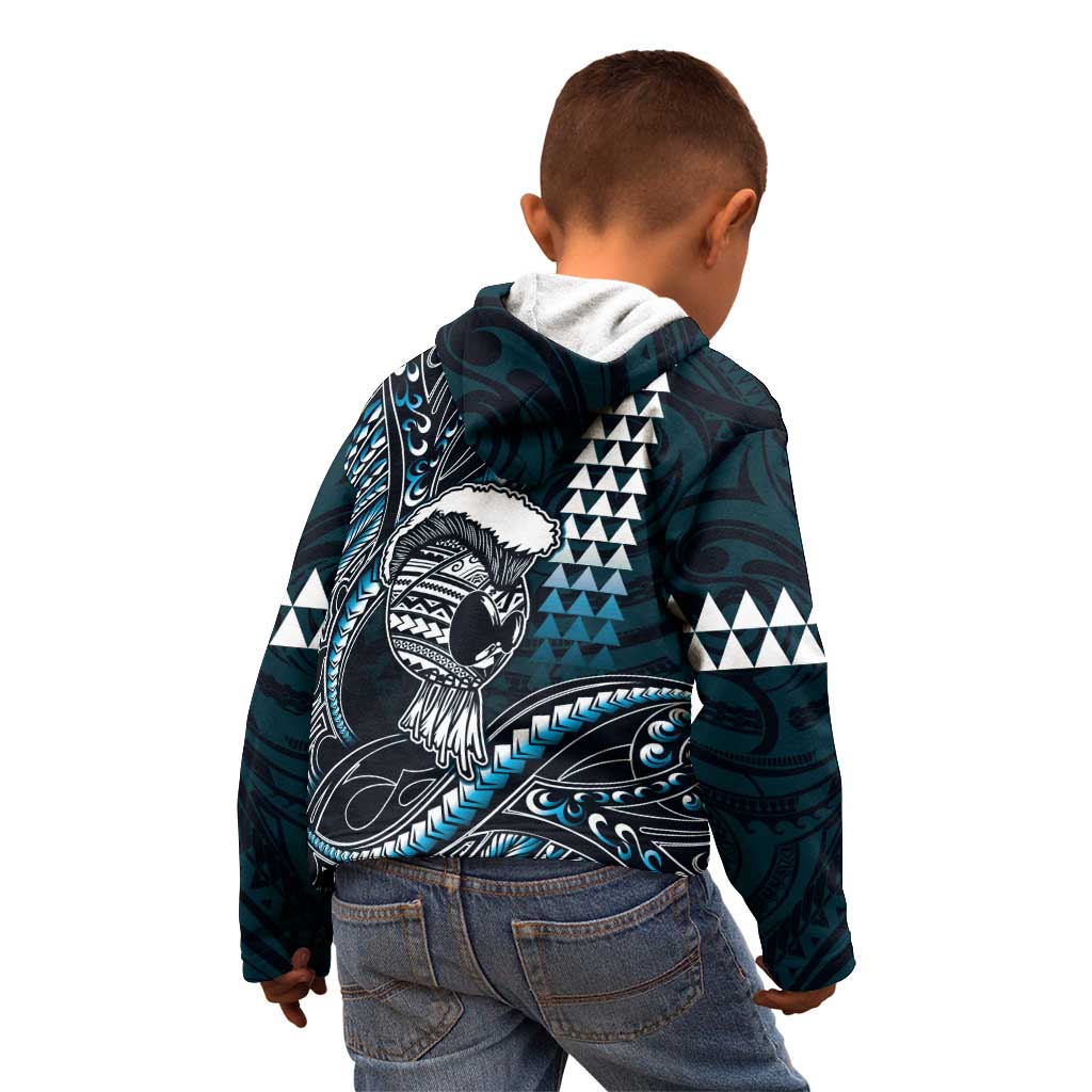 Hawaii Ikaika Warrior Helmet Kid Hoodie Blue Tribal Tattoo LT05 - Polynesian Pride