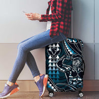 Hawaii Ikaika Warrior Helmet Luggage Cover Blue Tribal Tattoo LT05 - Polynesian Pride