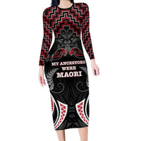 Aotearoa Family Matching Long Sleeve Bodycon Dress and Hawaiian Shirt Proud To Be Maori LT05 Mom's Dress Red - Polynesian Pride