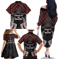 Aotearoa Family Matching Off The Shoulder Long Sleeve Dress and Hawaiian Shirt Proud To Be Maori LT05 - Polynesian Pride