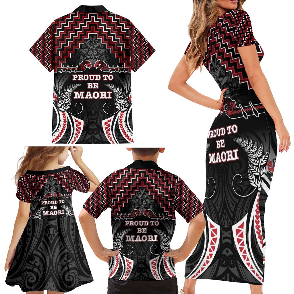 Aotearoa Family Matching Short Sleeve Bodycon Dress and Hawaiian Shirt Proud To Be Maori LT05 - Polynesian Pride