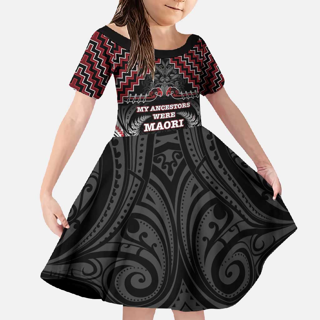 Aotearoa Family Matching Tank Maxi Dress and Hawaiian Shirt Proud To Be Maori LT05 Daughter's Dress Red - Polynesian Pride