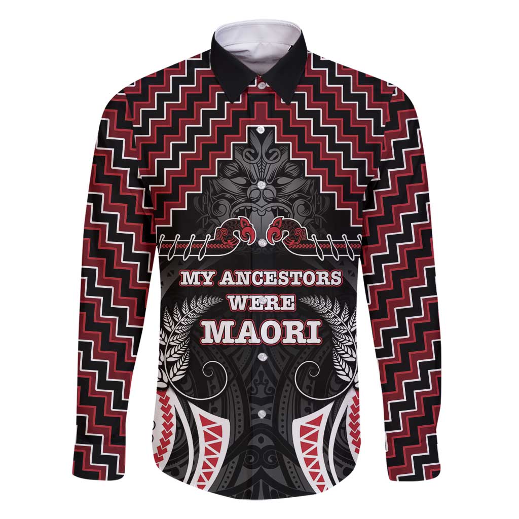Aotearoa Family Matching Tank Maxi Dress and Hawaiian Shirt Proud To Be Maori LT05 Dad's Shirt - Long Sleeve Red - Polynesian Pride