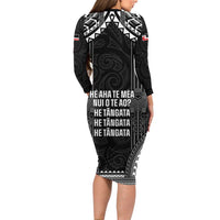 Aotearoa Toitu Te Tiriti Family Matching Long Sleeve Bodycon Dress and Hawaiian Shirt No Kiwi Without Iwi LT05 - Polynesian Pride