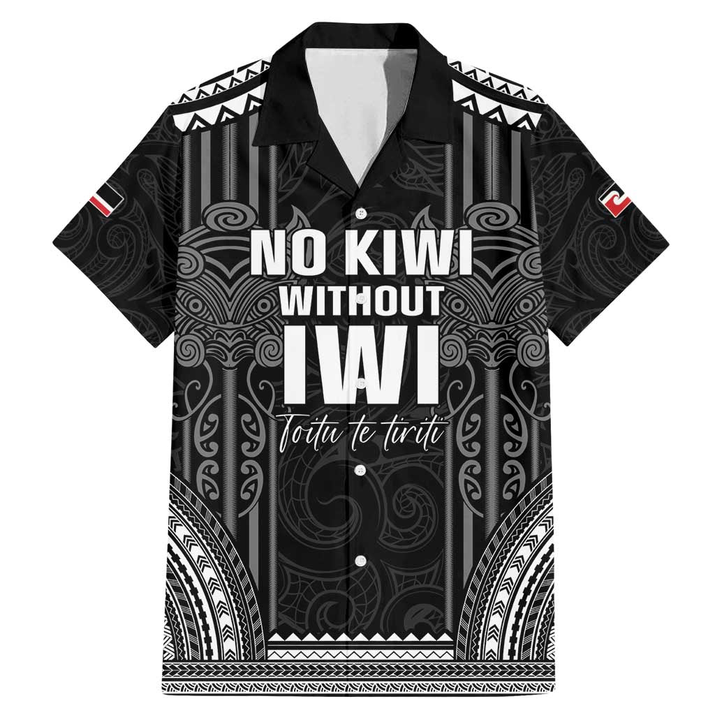 Aotearoa Toitu Te Tiriti Family Matching Mermaid Dress and Hawaiian Shirt No Kiwi Without Iwi LT05 Dad's Shirt - Short Sleeve Black - Polynesian Pride