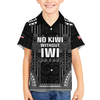 Aotearoa Toitu Te Tiriti Family Matching Off The Shoulder Long Sleeve Dress and Hawaiian Shirt No Kiwi Without Iwi LT05 Son's Shirt Black - Polynesian Pride