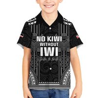 Aotearoa Toitu Te Tiriti Family Matching Off Shoulder Maxi Dress and Hawaiian Shirt No Kiwi Without Iwi LT05 Son's Shirt Black - Polynesian Pride