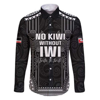 Aotearoa Toitu Te Tiriti Family Matching Puletasi and Hawaiian Shirt No Kiwi Without Iwi LT05 Dad's Shirt - Long Sleeve Black - Polynesian Pride