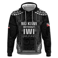 Aotearoa Toitu Te Tiriti Hoodie No Kiwi Without Iwi LT05 Pullover Hoodie Black - Polynesian Pride