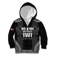 Aotearoa Toitu Te Tiriti Kid Hoodie No Kiwi Without Iwi LT05 Zip Hoodie Black - Polynesian Pride